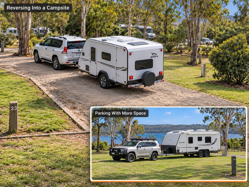 Campsite reversing and spacious parking