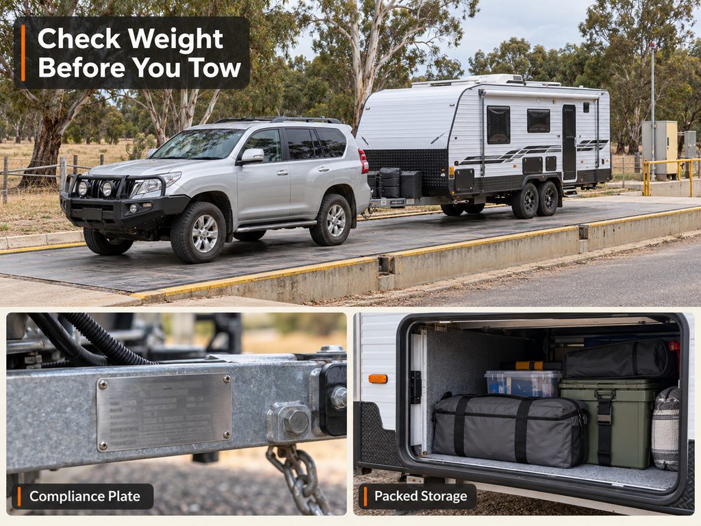 Caravan weight check before towing